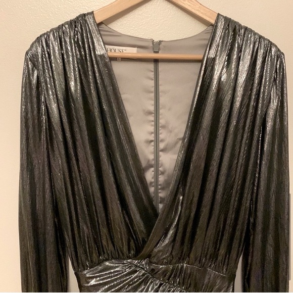 🔥 House of CB Silver Metallic Mini Dress US L - Picture 3 of 11
